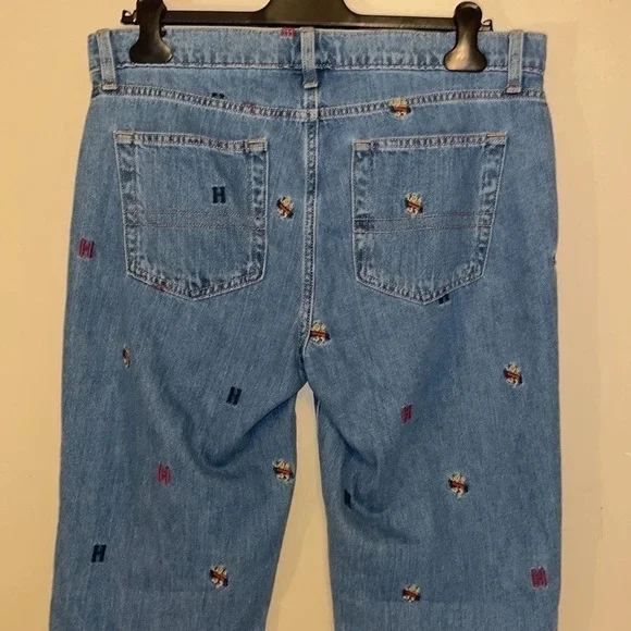 Tommy Hilfiger women’s jeans 10 cropped trend embroider blue red logo new denim - Picture 5 of 9